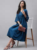 Janasya Women's Blue Crepe Solid Casual Angrakha Kurta | Grocsy