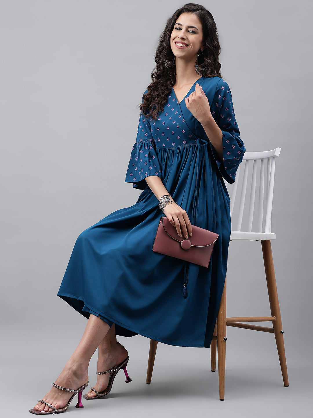Janasya Women's Blue Crepe Solid Casual Angrakha Kurta | Grocsy