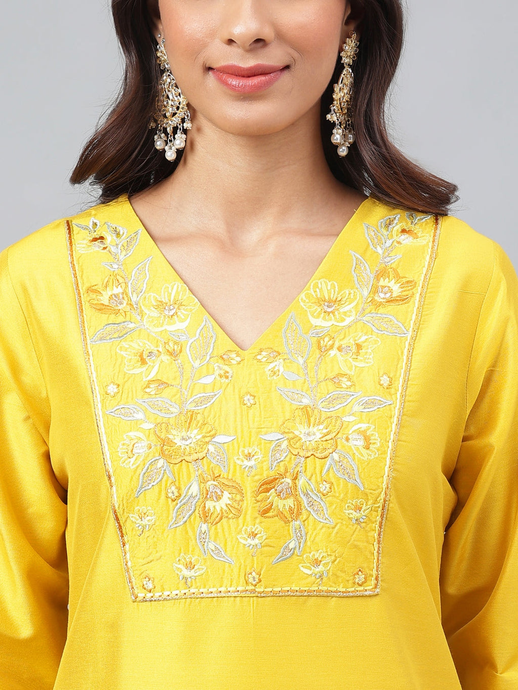 Janasya Women's Yellow Poly Silk Solid Festive Straight Kurta | Grocsy