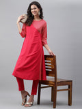 Janasya Women's Pink Crepe Foil Printed Festive Angrakha Kurta | Grocsy
