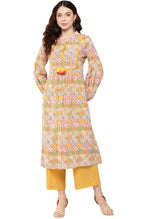 Janasya Multicolor Cotton Ethnic Motifs A-Line Kurta | Grocsy