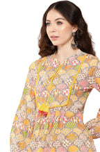 Janasya Multicolor Cotton Ethnic Motifs A-Line Kurta | Grocsy