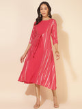 Janasya Dark Pink Crepe Foil Printed Casual Kurta | Grocsy