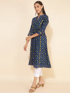 Janasya Blue Cotton Bandhani Printed Casual Kurta | Grocsy
