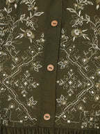 Janasya Olive Rayon Yoke Embroidered Casual Kurta | Grocsy