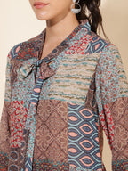 Janasya Women's Multicolor Georgette Ethnic Motifs Casual Top | Grocsy