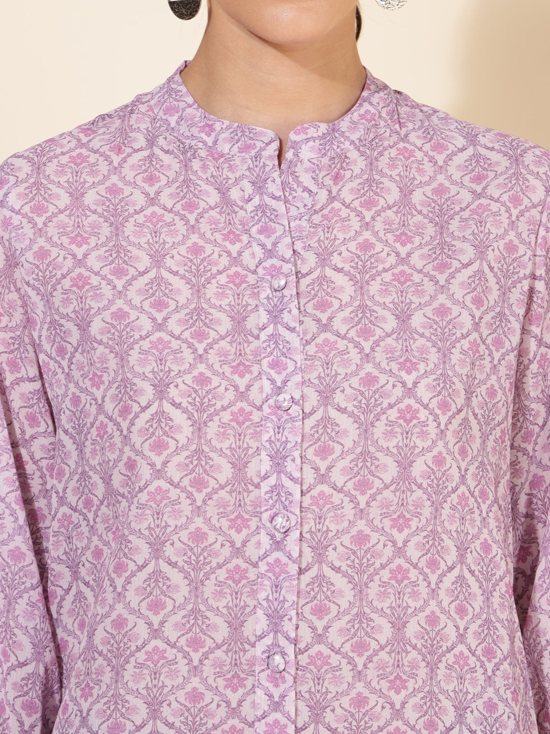 Janasya Women's Light Pink Georgette Floral Printed Casual Tunic | Grocsy