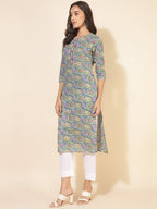 Janasya Multicolor Cotton Printed Casual Kurta | Grocsy