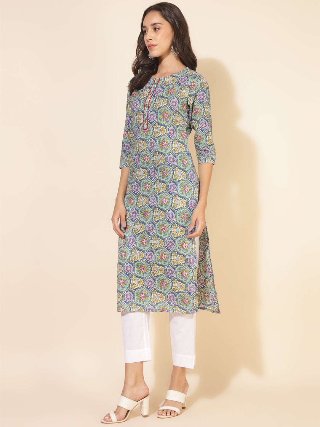 Janasya Multicolor Cotton Printed Casual Kurta | Grocsy