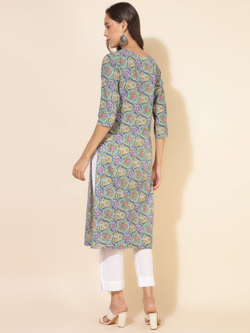 Janasya Multicolor Cotton Printed Casual Kurta | Grocsy