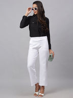 Jainish Women's Black Solid Shirt - Black | Grocsy