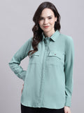 Jainish Women's Green Solid Shirt | Grocsy