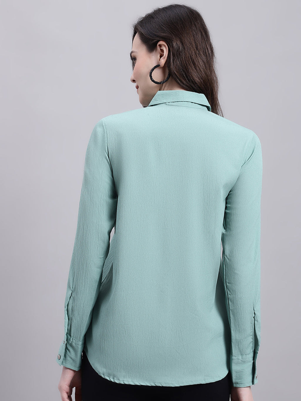 Jainish Women's Green Solid Shirt | Grocsy