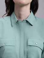 Jainish Women's Green Solid Shirt | Grocsy