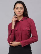 Jainish Women's Maroon Solid Shirt - Maroon | Grocsy