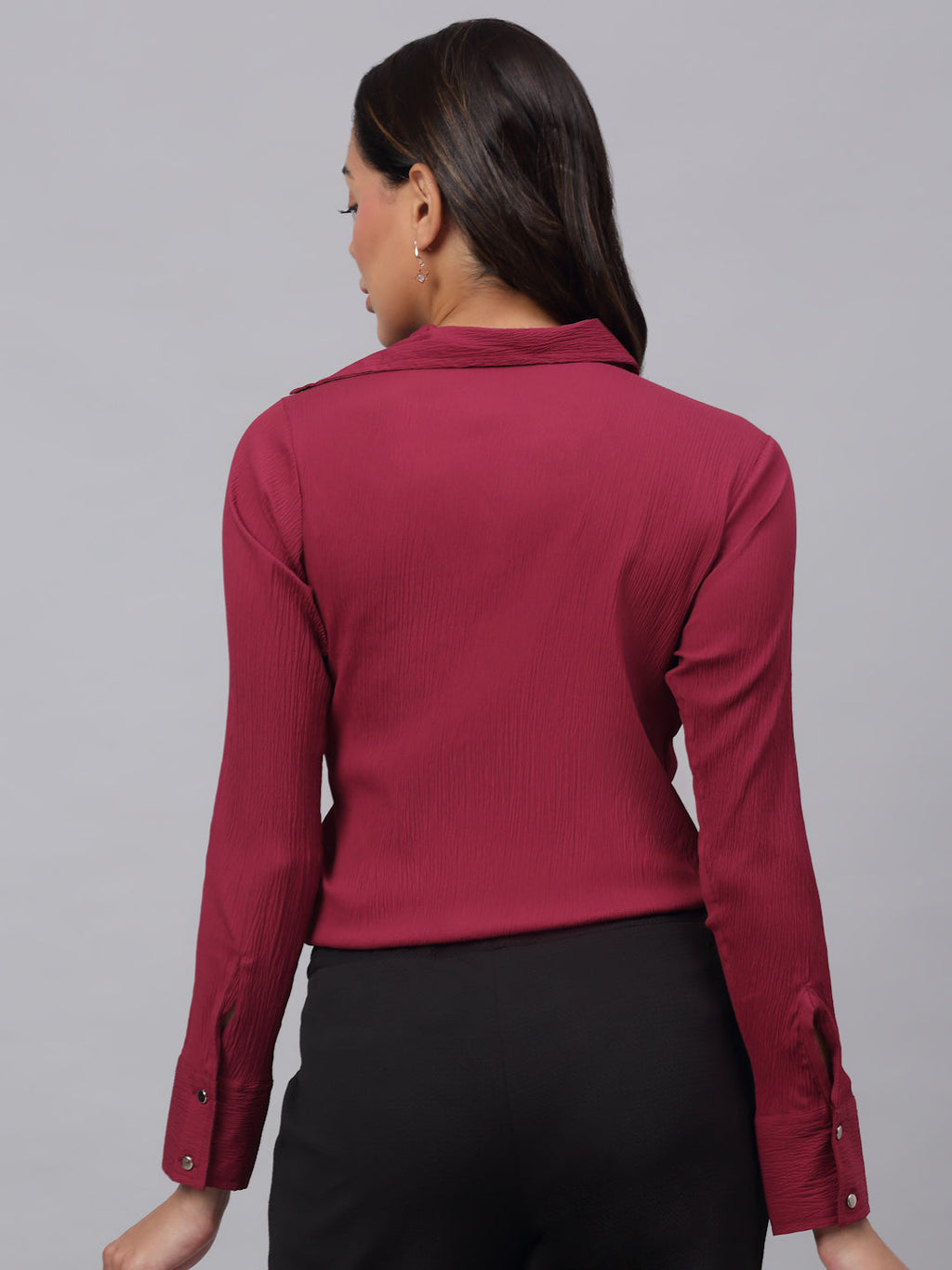 Jainish Women's Maroon Solid Shirt - Maroon | Grocsy