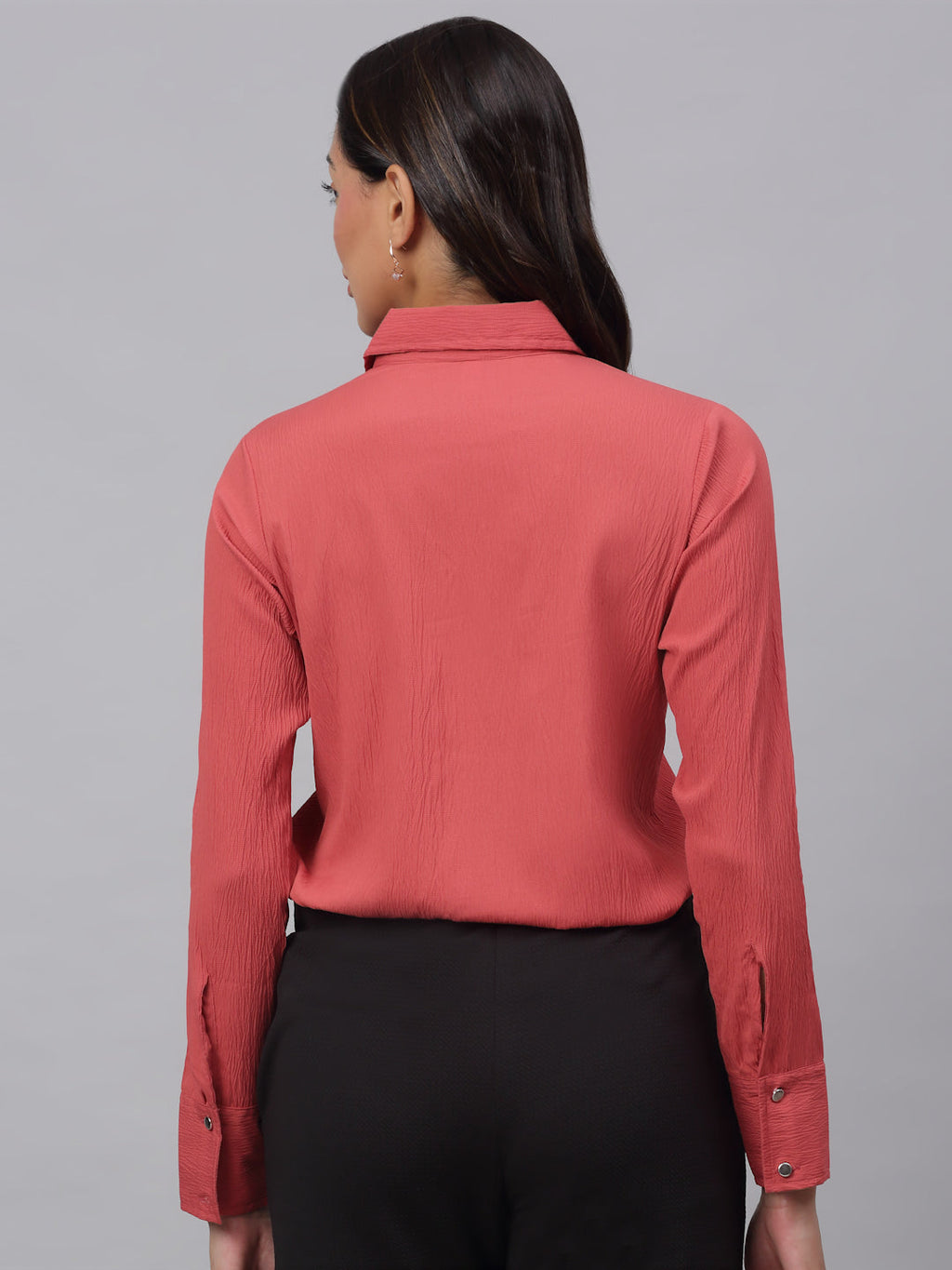 Jainish Women's Peach Solid Shirt - Peach | Grocsy