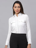 Jainish Women's White Solid Shirt - White | Grocsy