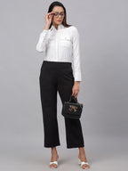 Jainish Women's White Solid Shirt - White | Grocsy