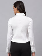 Jainish Women's White Solid Shirt - White | Grocsy