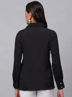 Jainish Women's Black Solid Shirt - Black | Grocsy