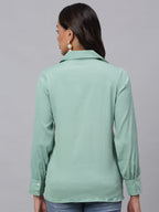 Jainish Women's Green Solid Shirt - Green | Grocsy