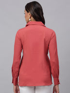 Jainish Women's Peach Solid Shirt - Peach | Grocsy