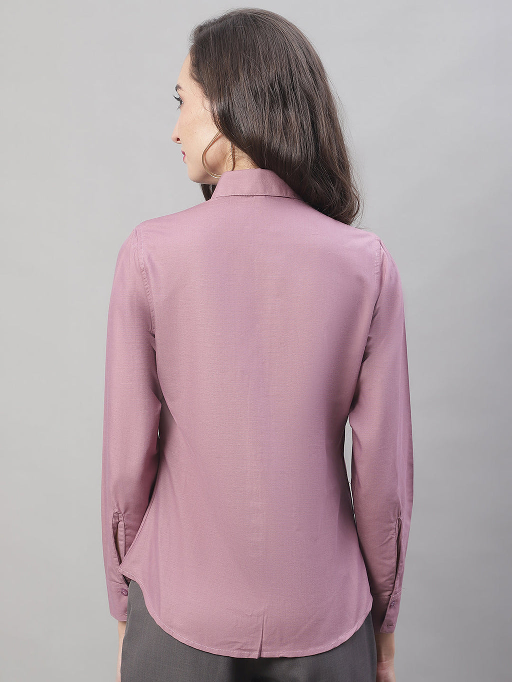 Jainish Women's Magenta Pink Solid Shirt Style Top | Grocsy