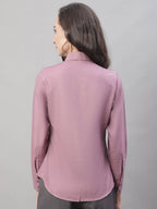 Jainish Women's Magenta Pink Solid Shirt Style Top | Grocsy