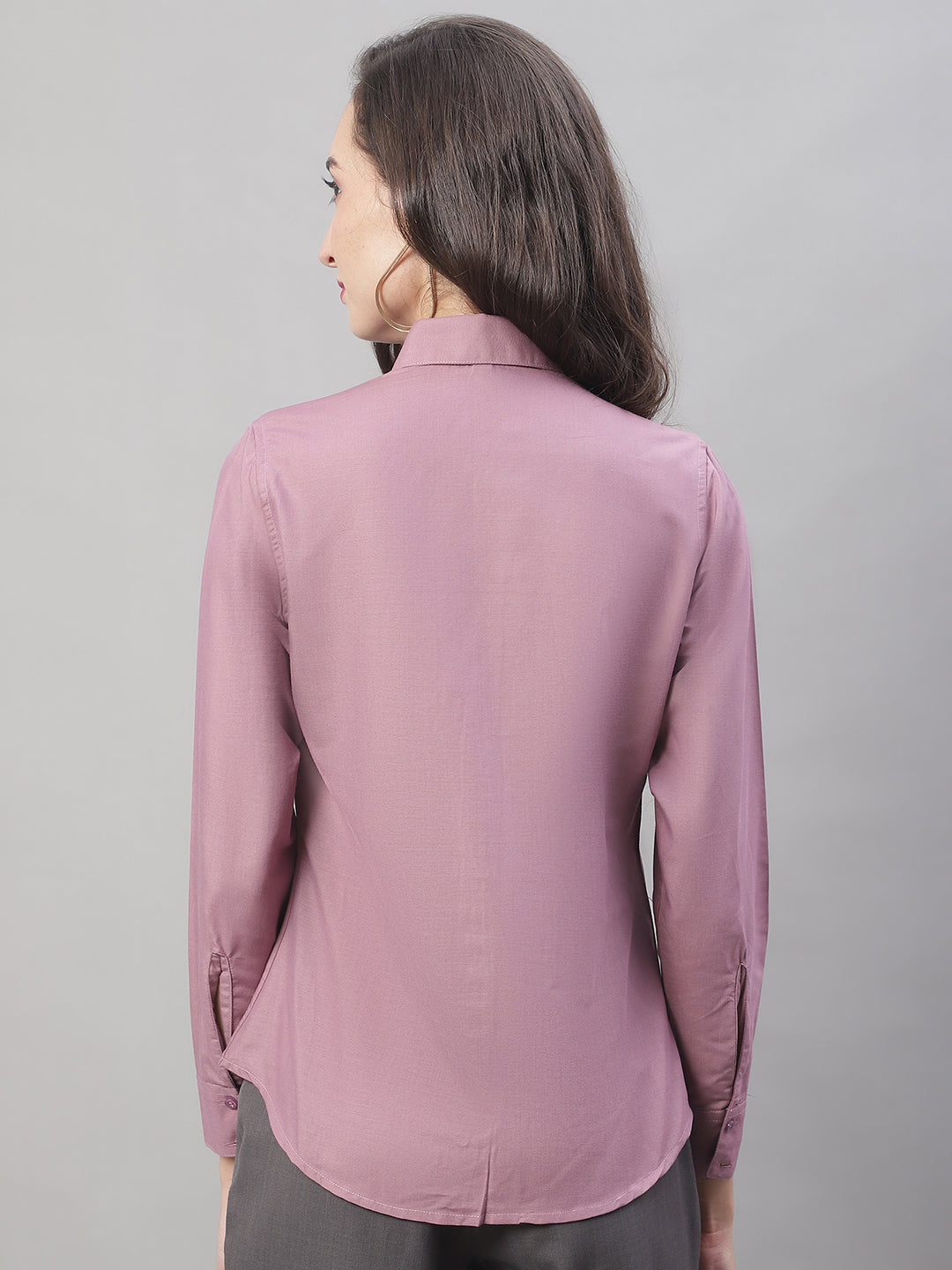Jainish Women's Magenta Pink Solid Shirt Style Top | Grocsy