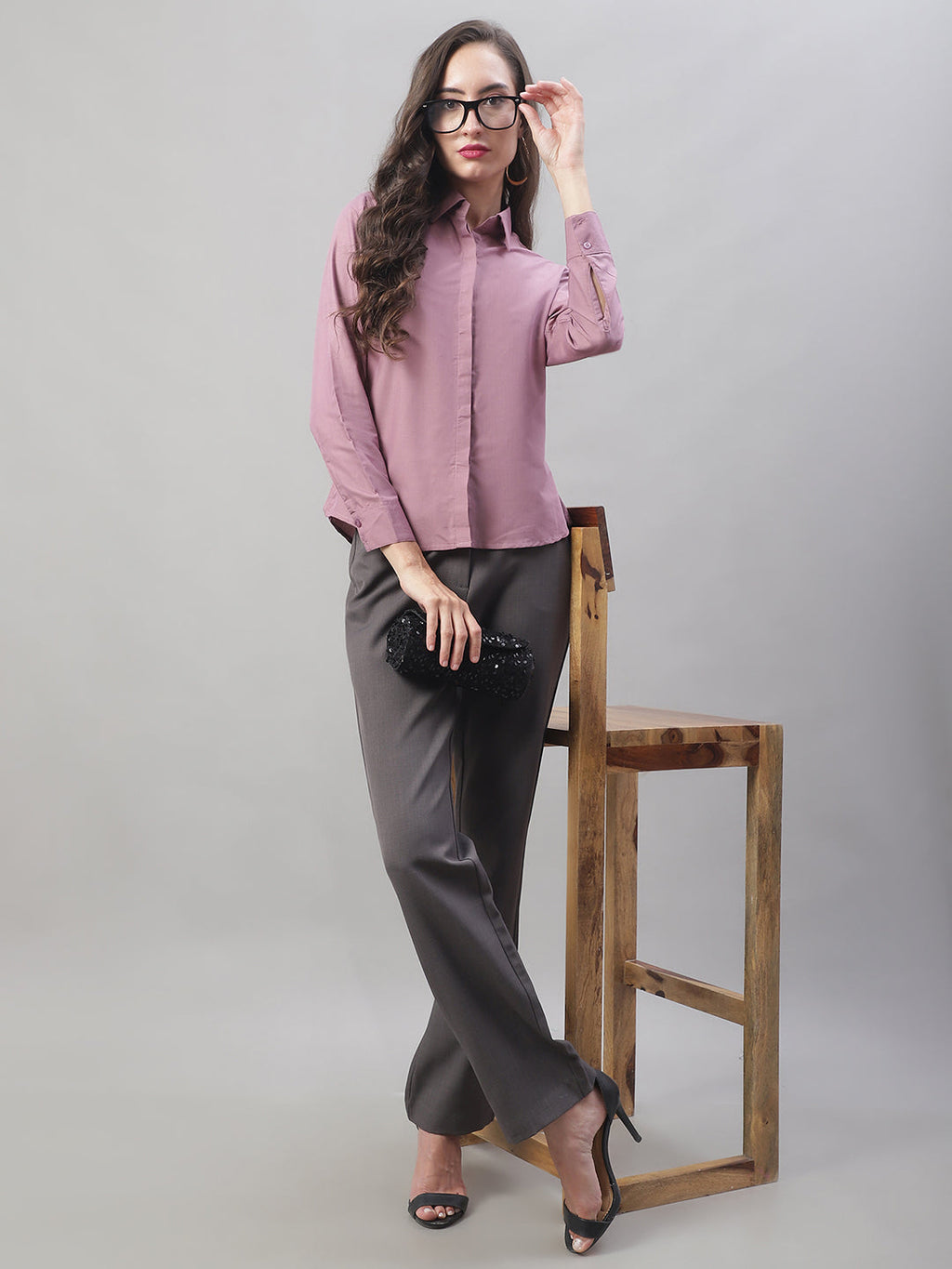 Jainish Women's Magenta Pink Solid Shirt Style Top | Grocsy