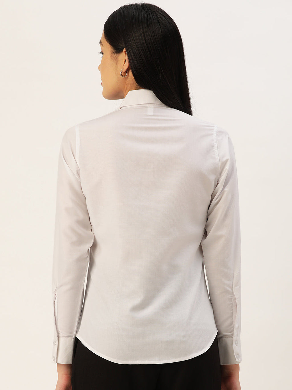 Jainish Women's White Solid Shirt Style Top | Grocsy