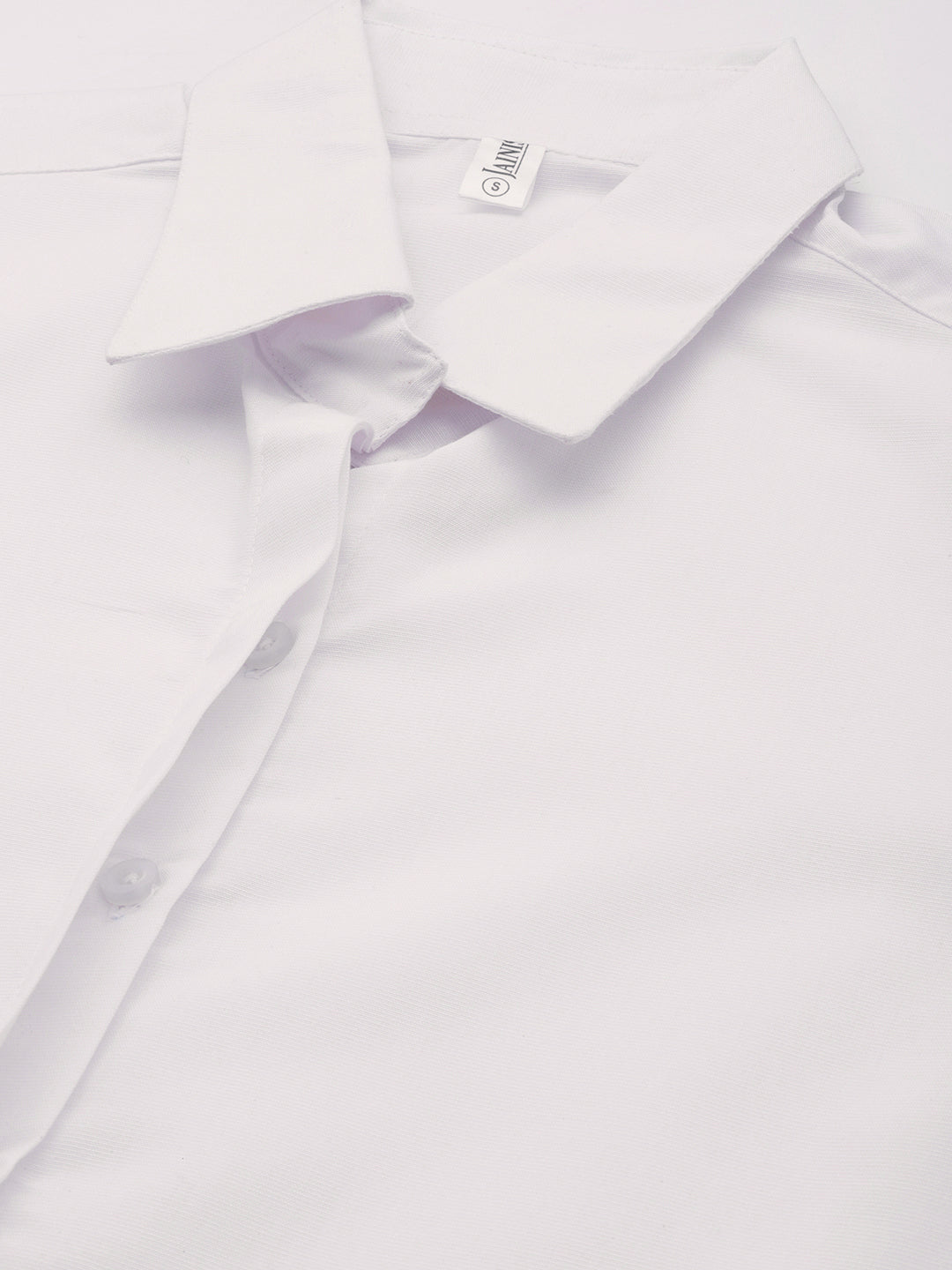 Jainish Women's White Solid Shirt Style Top | Grocsy