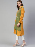 Jainish Women's Embroiderd Shirt Style Top - Yellow | Grocsy