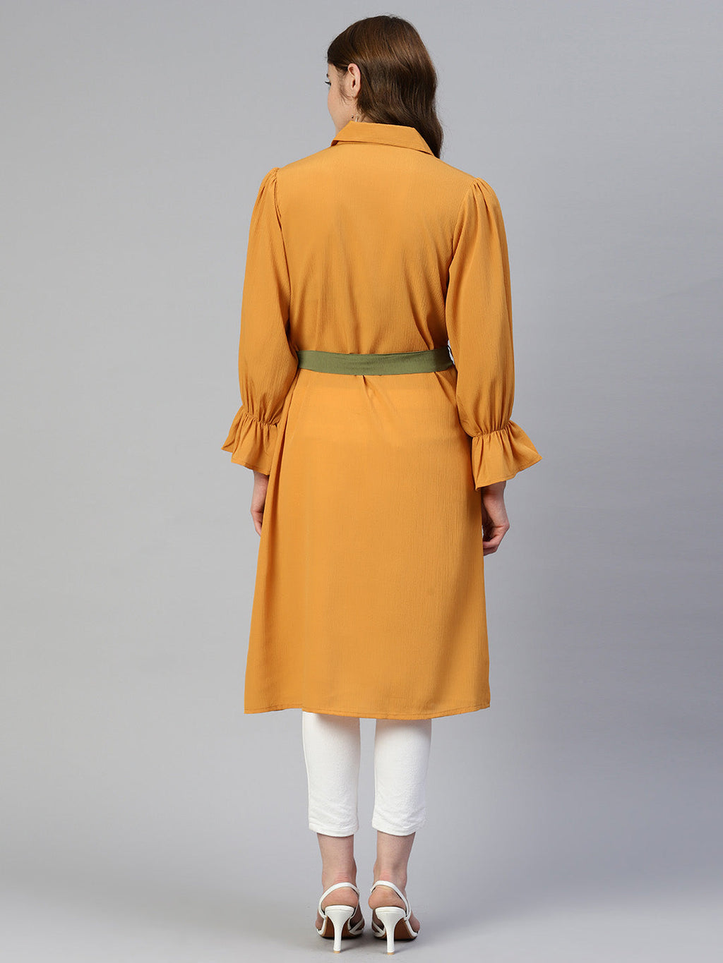 Jainish Women's Embroiderd Shirt Style Top - Yellow | Grocsy