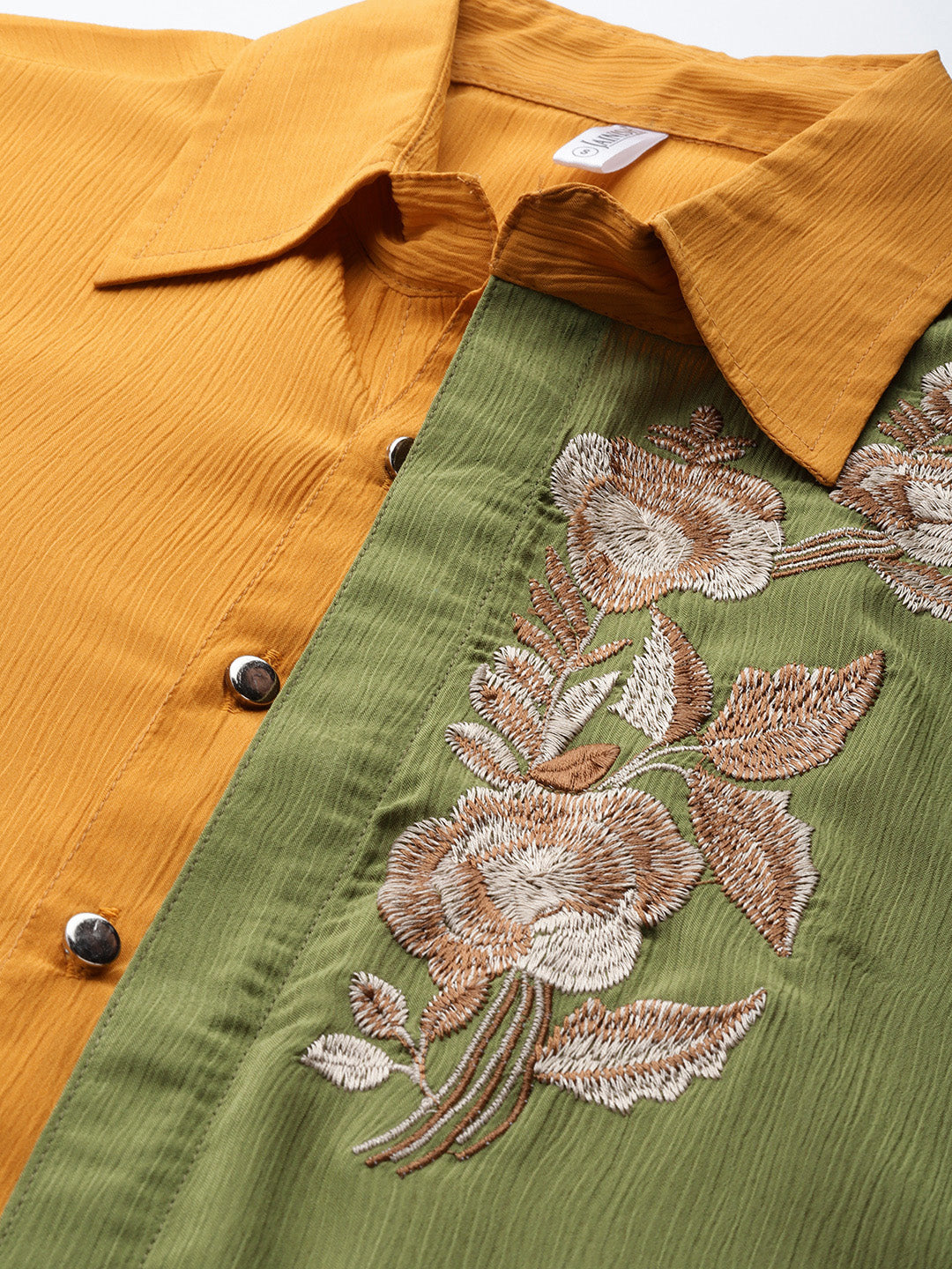 Jainish Women's Embroiderd Shirt Style Top - Yellow | Grocsy