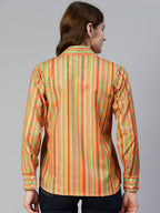 Jainish Women's Striped Double Pocket Shirt Style Top - Lime | Grocsy