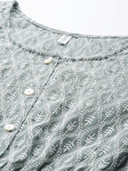 Jainish Women's Chikankari Work Empire Top - Grey | Grocsy