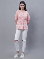 Jainish Women's WoChikankari Work Empire Top - Orange | Grocsy