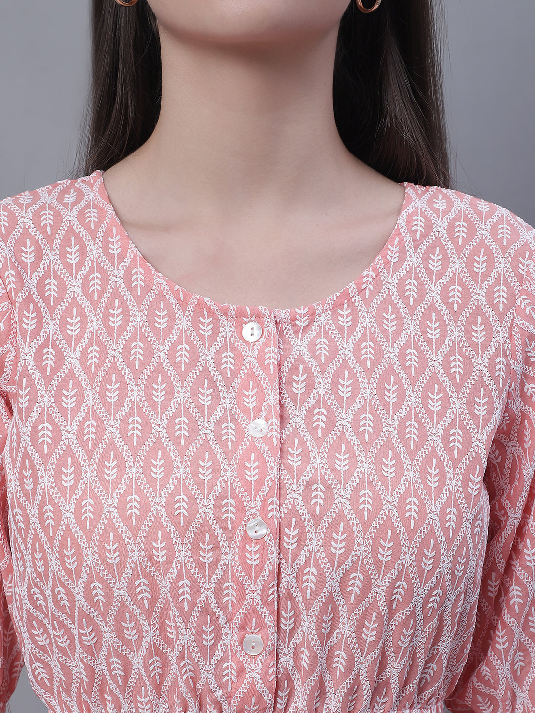 Jainish Women's WoChikankari Work Empire Top - Orange | Grocsy