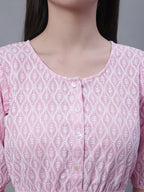 Jainish Women's WoChikankari Work Empire Top - Pink | Grocsy