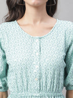 Jainish Women's WoChikankari Work Empire Top - Sky Blue | Grocsy