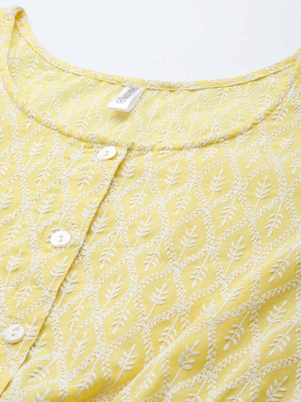 Jainish Women's Chikankari Work Empire Top - Yellow | Grocsy