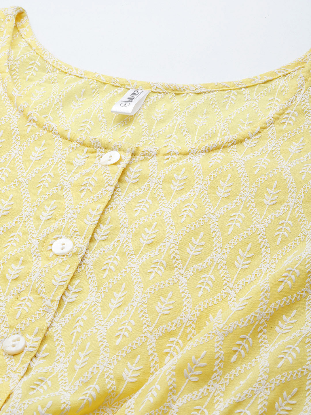 Jainish Women's Chikankari Work Empire Top - Yellow | Grocsy