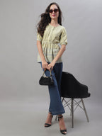 Jainish Women's WoChikankari Work Empire Top - Lemon | Grocsy