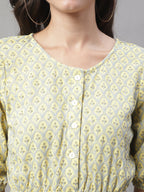 Jainish Women's WoChikankari Work Empire Top - Lemon | Grocsy