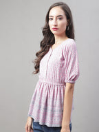 Jainish Women's WoChikankari Work Empire Top - Magenta | Grocsy
