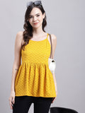 Jainish Women's WoMustard Chikankari Sequen Work Empire Top | Grocsy