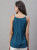 Jainish Women's WoChikankari Sequen Work Empire Top - Peacock | Grocsy