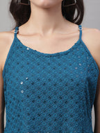 Jainish Women's WoChikankari Sequen Work Empire Top - Peacock | Grocsy